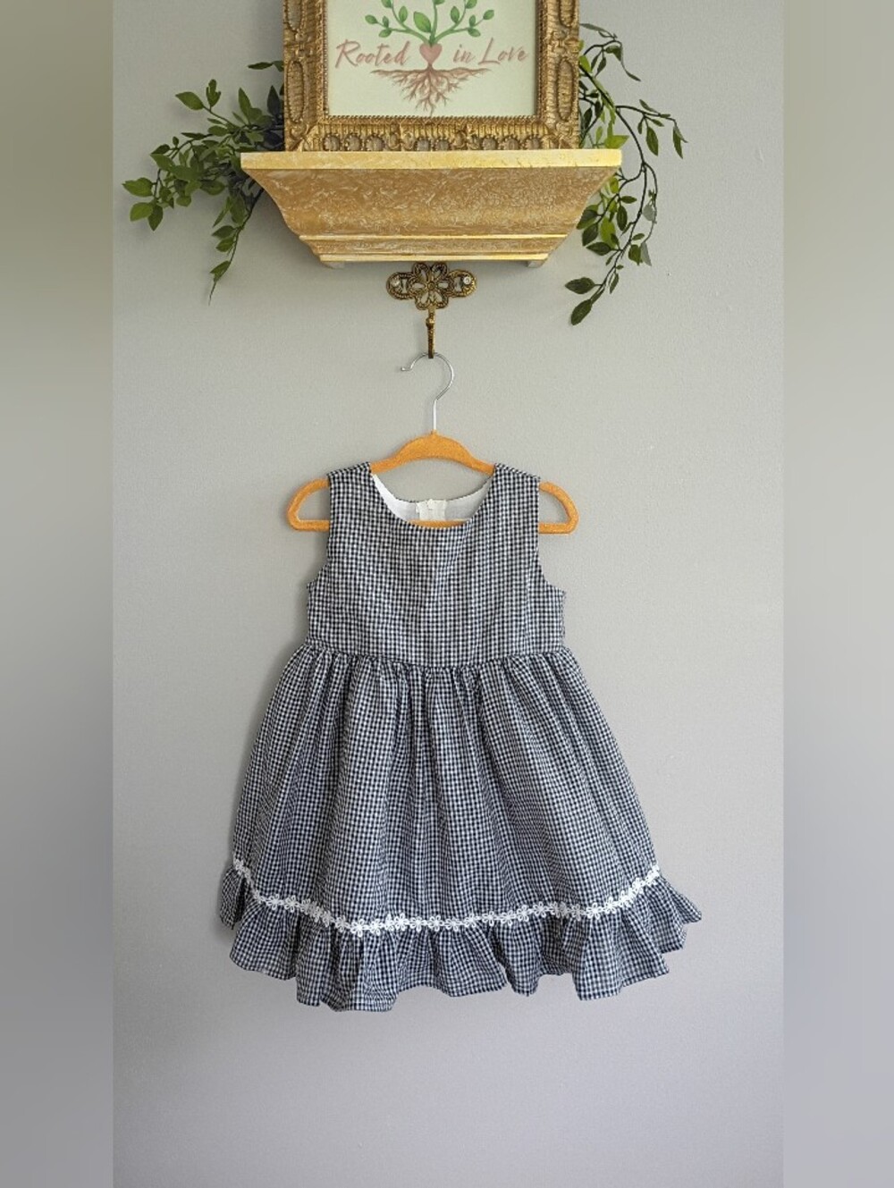 Popatu Black and White Gingham Ruffle Dress